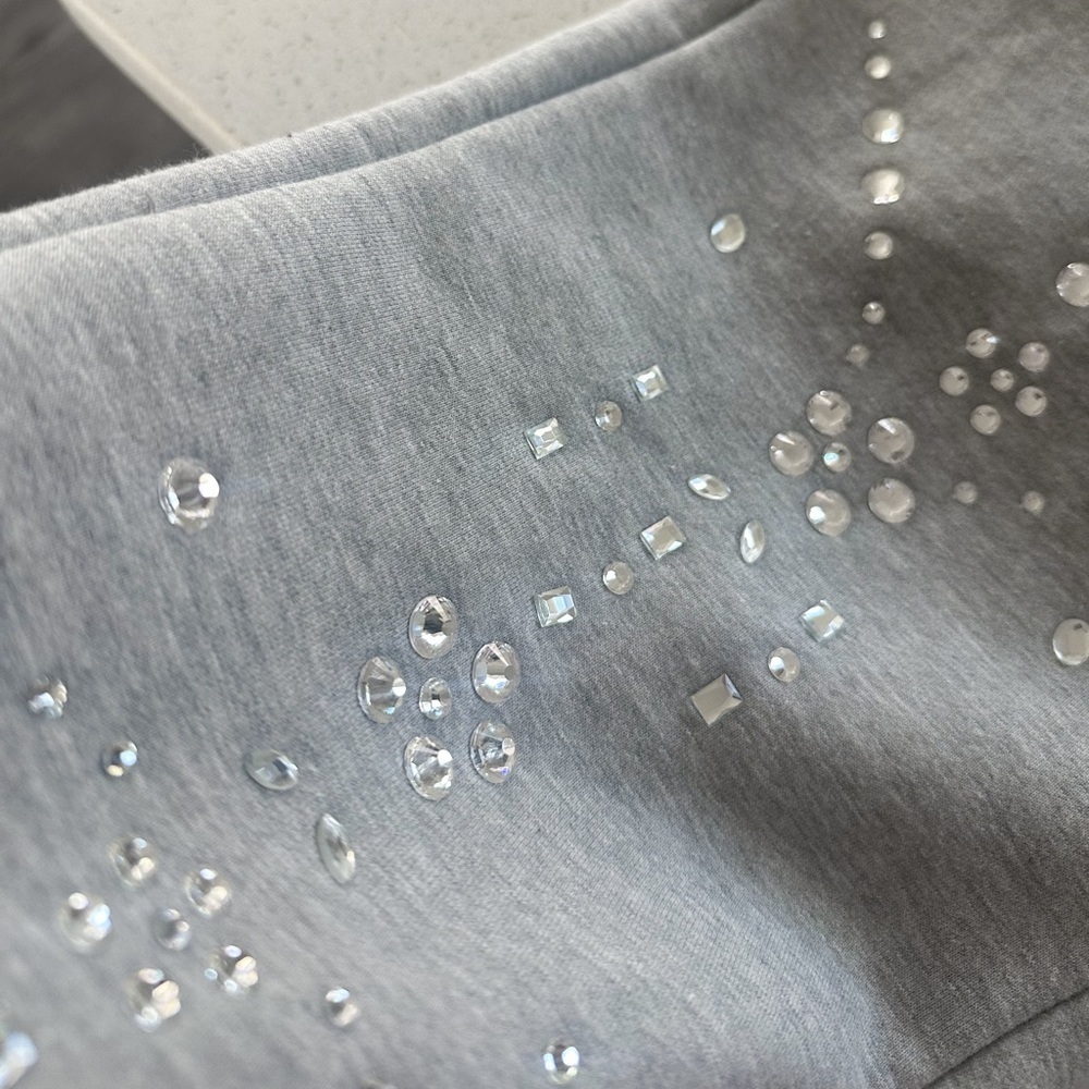 CYNTHIA ROWLEY Rhinestone Embellished Grey Sweatpants - Picture 8 of 15